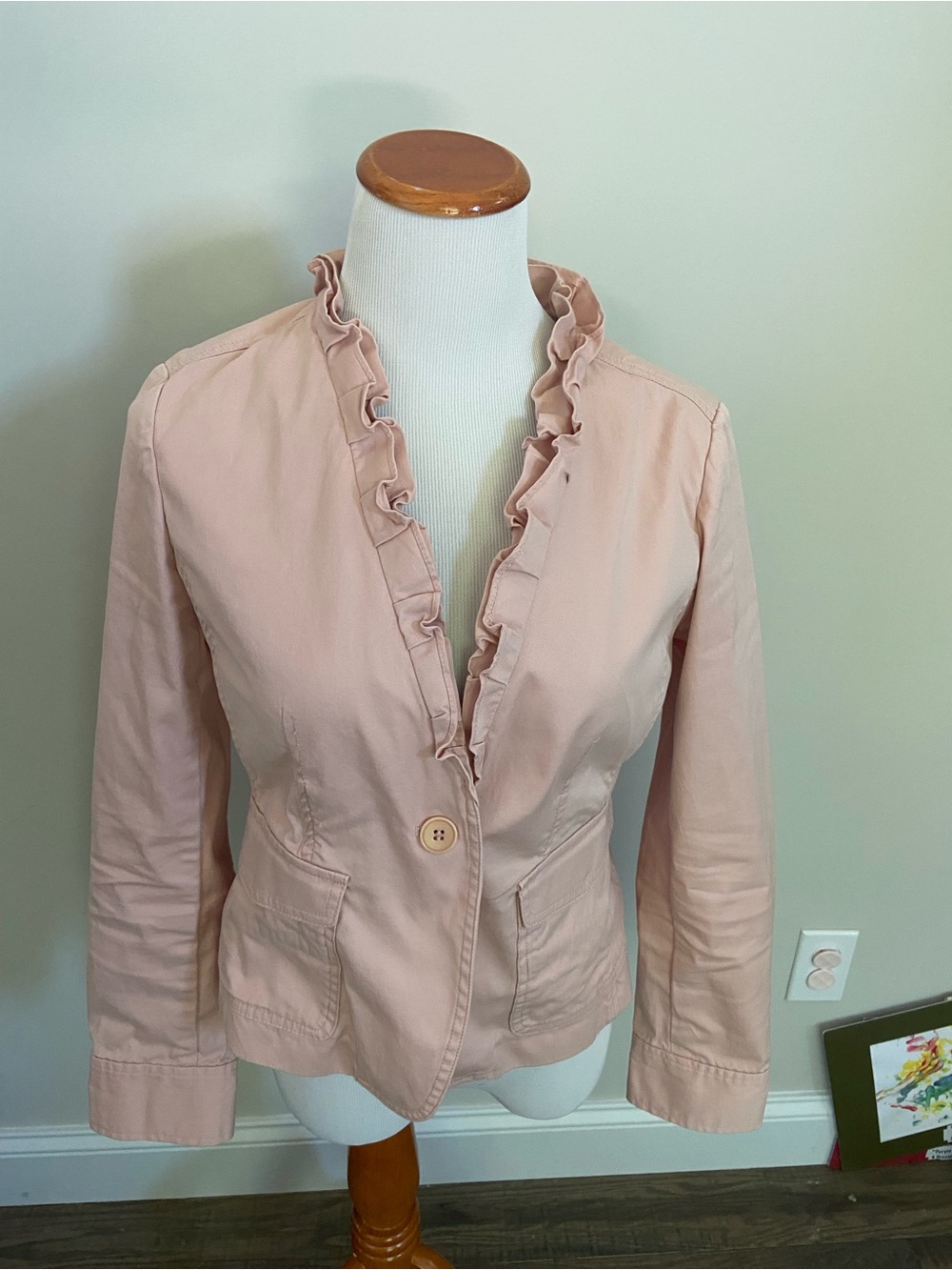 Talbots Pink Cotton Single Button Blazer